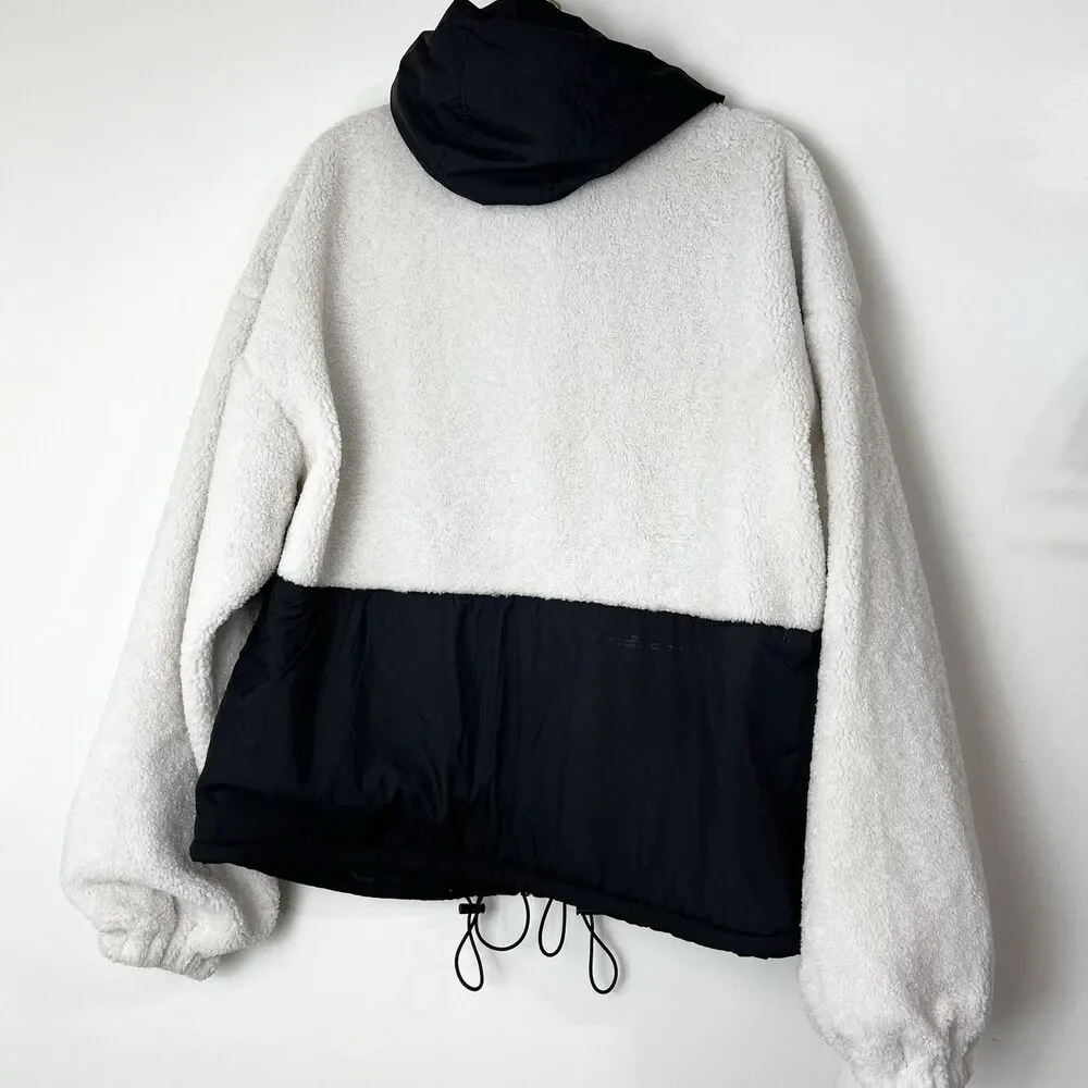 Frame Sherpa & Tech Taffeta Anorak Coat Jacket Black & White Women’s XL NWT